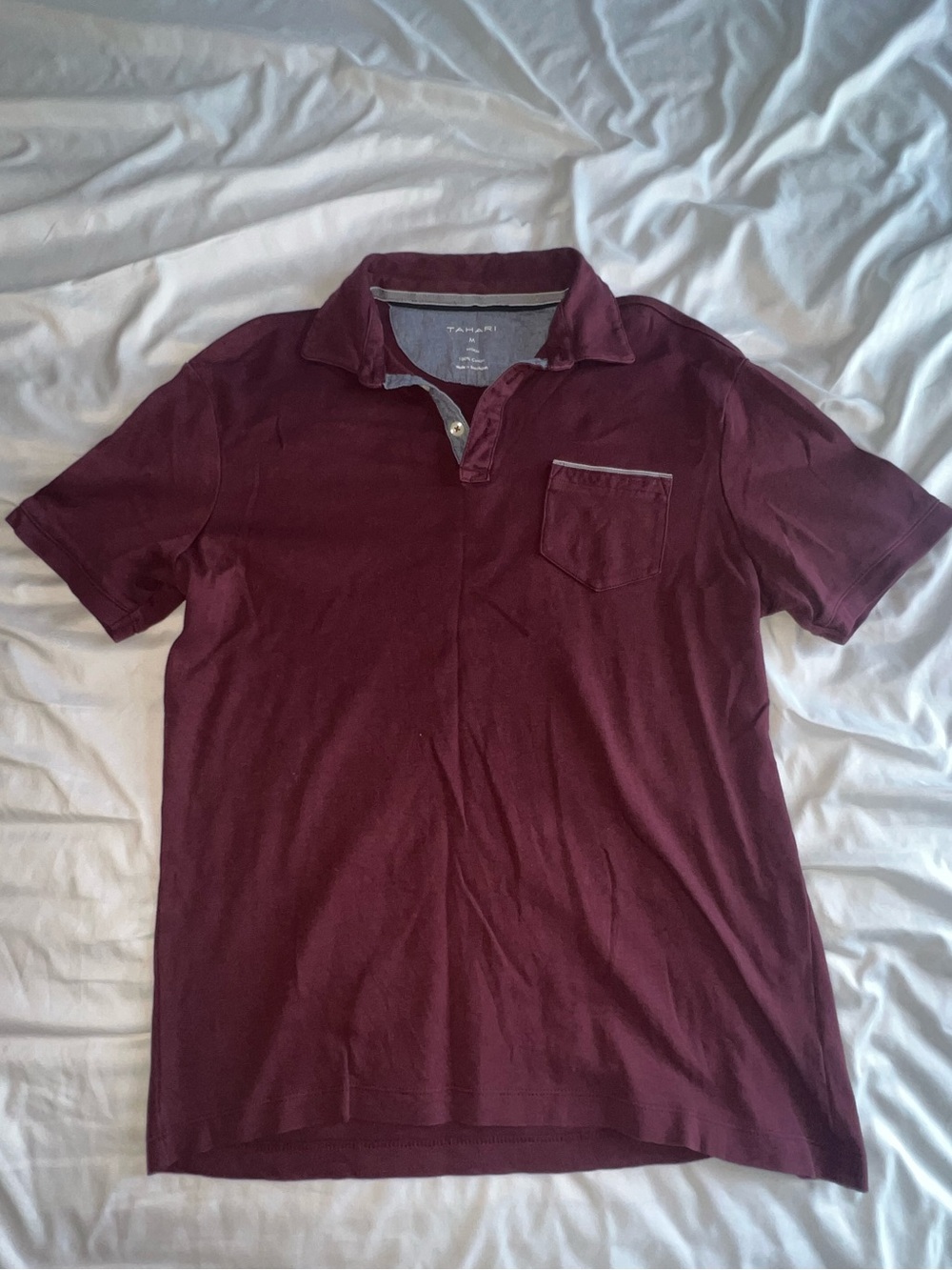 Tahari Men's Burgundy Polo with Chest Pocket